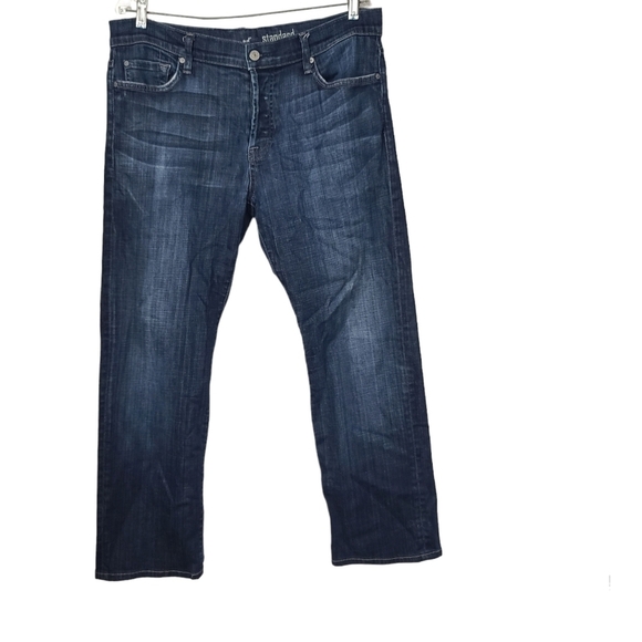 7 For All Mankind Standard Button Fly Blue Denim Jeans Men's 36 - Picture 1 of 9